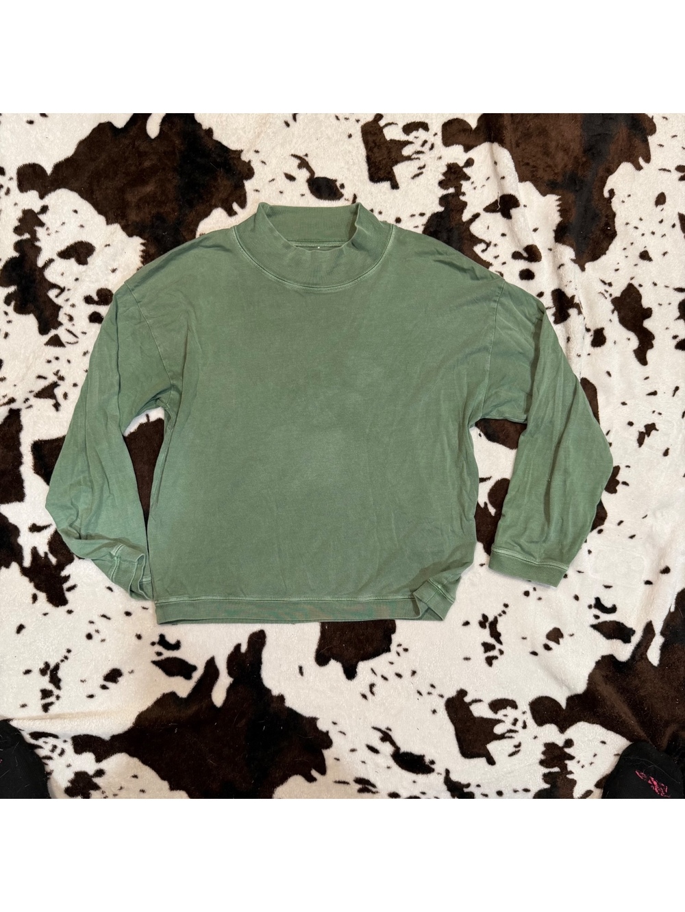 Rivet & Thread Sage Green Mock‎ Neck Long Sleeve Knit Top XS Made in USA